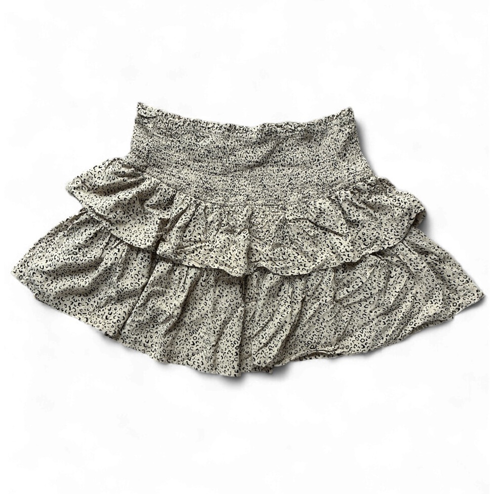 JAPNA tiered skirt leopard print smocking waistband large - Picture 2 of 6